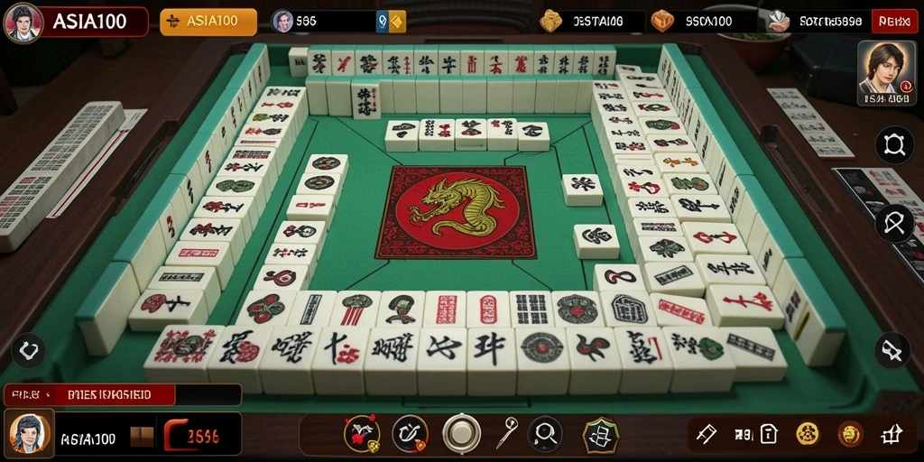 Screenshot ASIA100 menampilkan gameplay Mahjong yang seru dan menarik.
