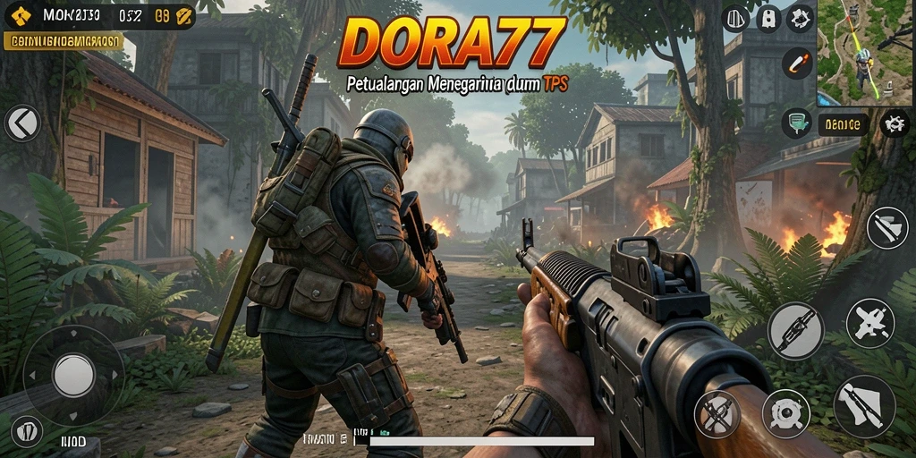 Tampilan gameplay menegangkan dalam DORA77 yang penuh aksi.