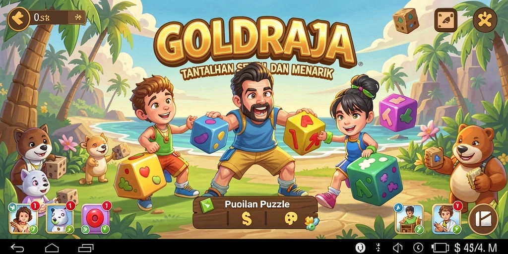 Tampilan gameplay GOLDRAJA dengan berbagai teka-teki yang menantang.