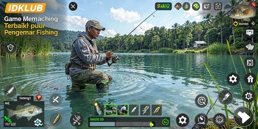 Tampilan gameplay IDKLUB saat memancing yang seru dan menantang.