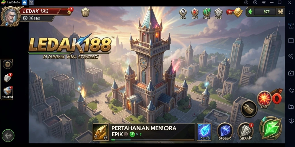 Screenshot gameplay menunjukkan menara yang siap menghadapi gelombang musuh.