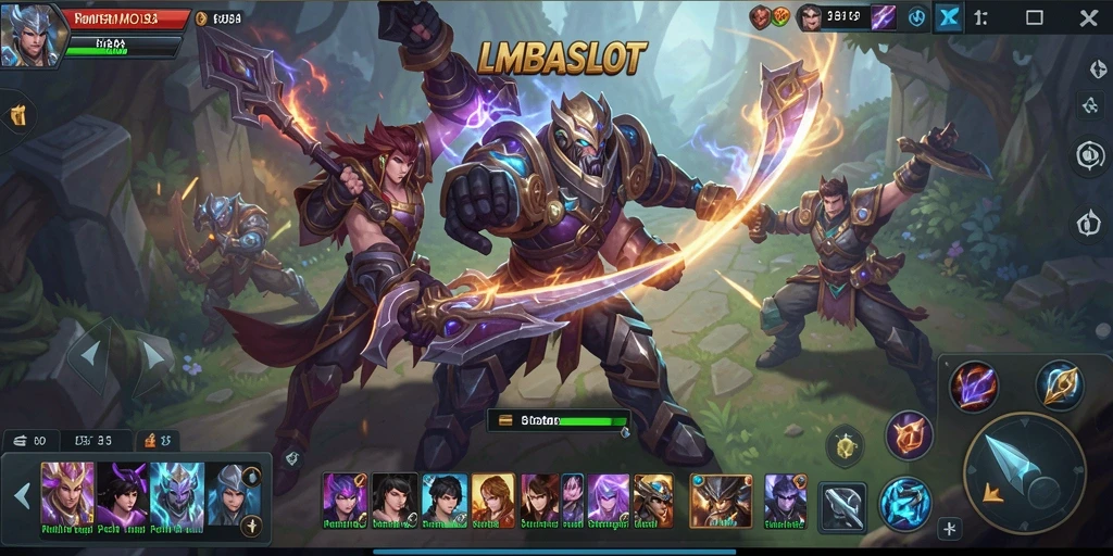 Tampilan gameplay LMBASLOT dengan strategi seru di arena MOBA.