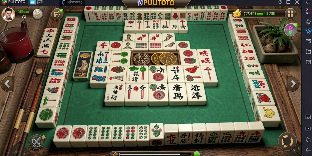 Tampilan screenshot PULITOTO saat gameplay Mahjong yang menegangkan.