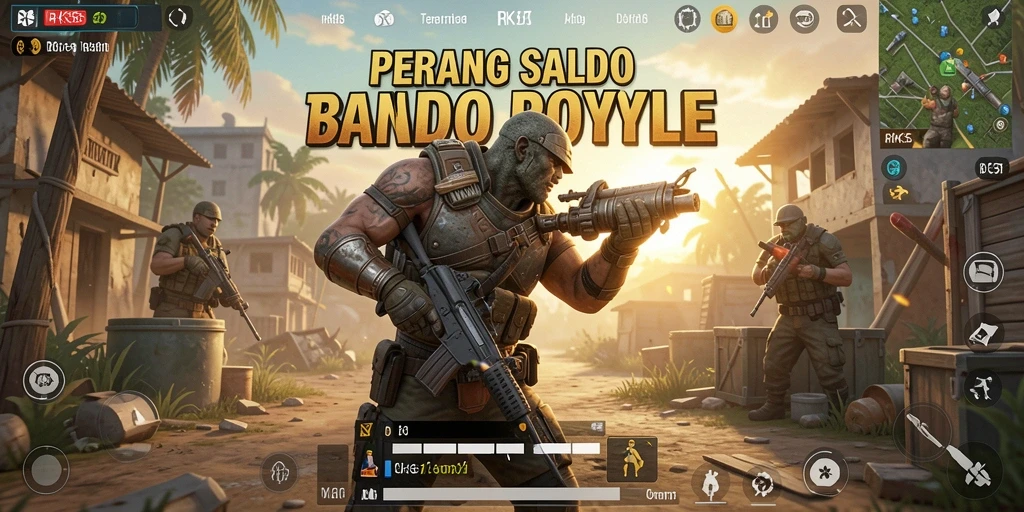 Screenshot gameplay RK55 menampilkan aksi seru di medan pertempuran Battle Royale.