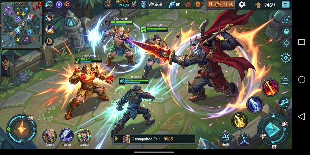 Gameplay seru WA369 dalam pertarungan tim MOBA.